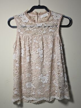 Taylor & Sage Lace Sleeveless Blouse Small Boho Lace Floral Top